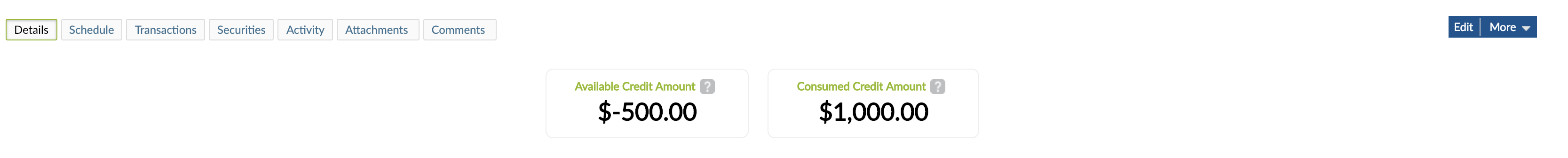 Available Credit Amount exposure limit was edited