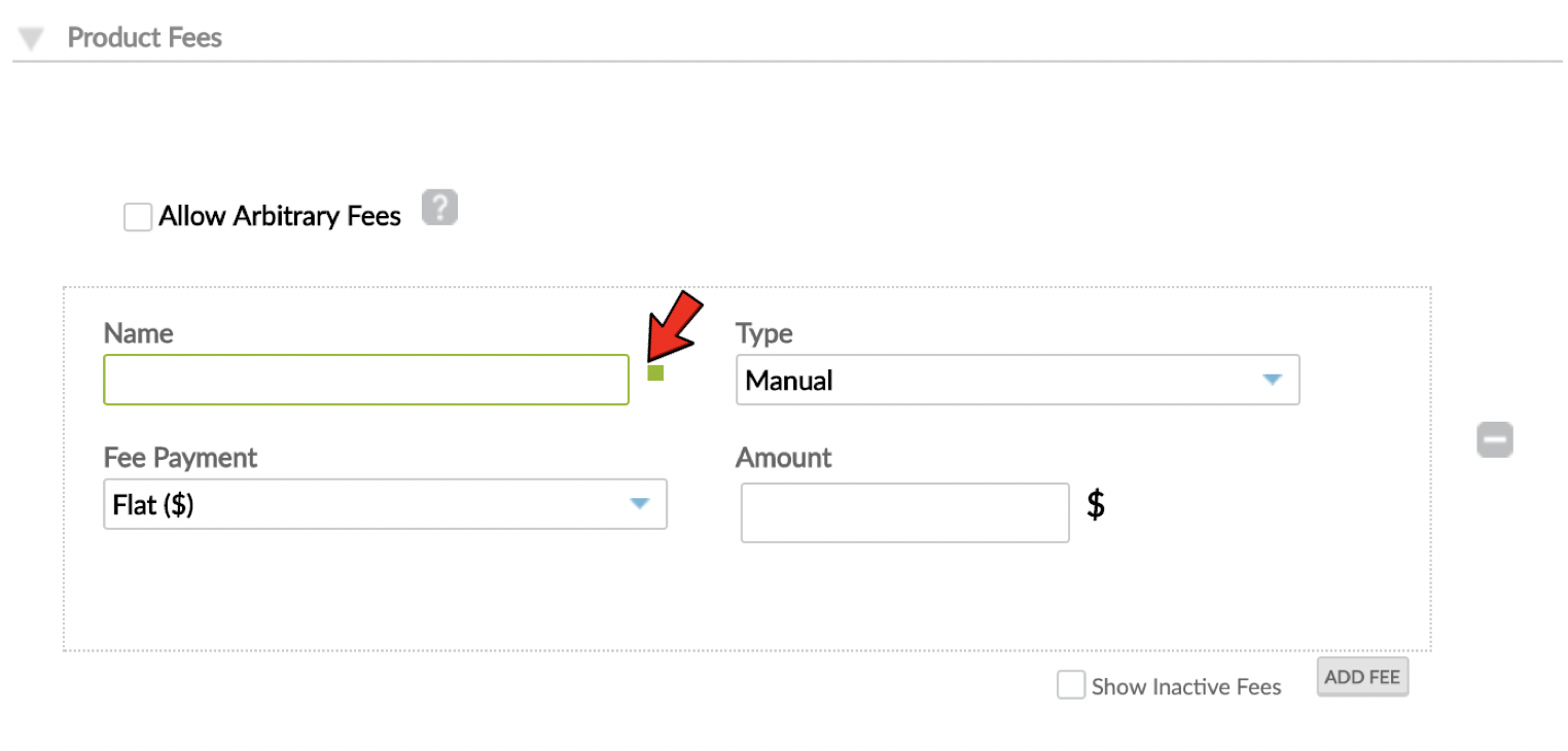 Fee activation - deactivation button