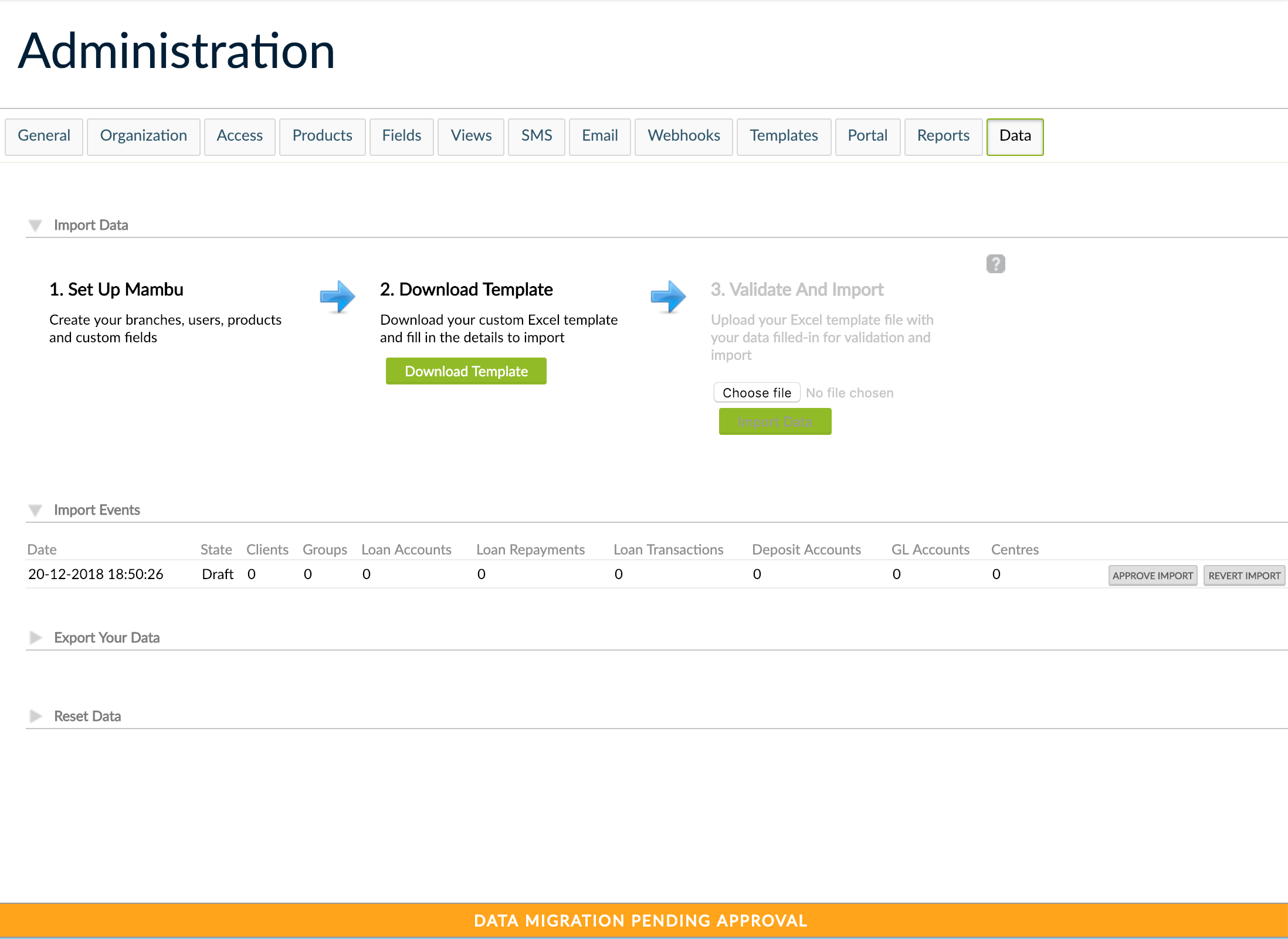 Info related to Import process