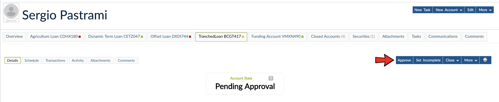 Approve button on product Details tab