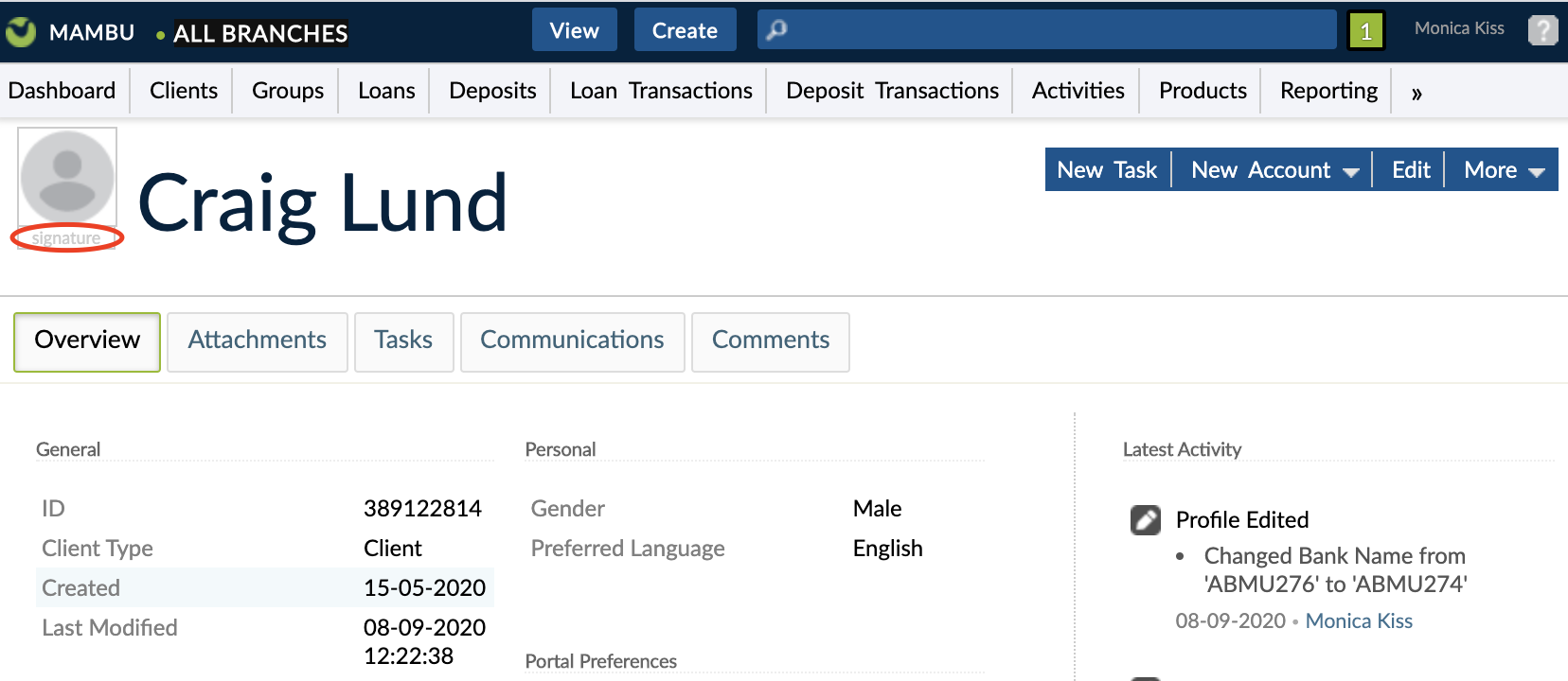 Add client's signature