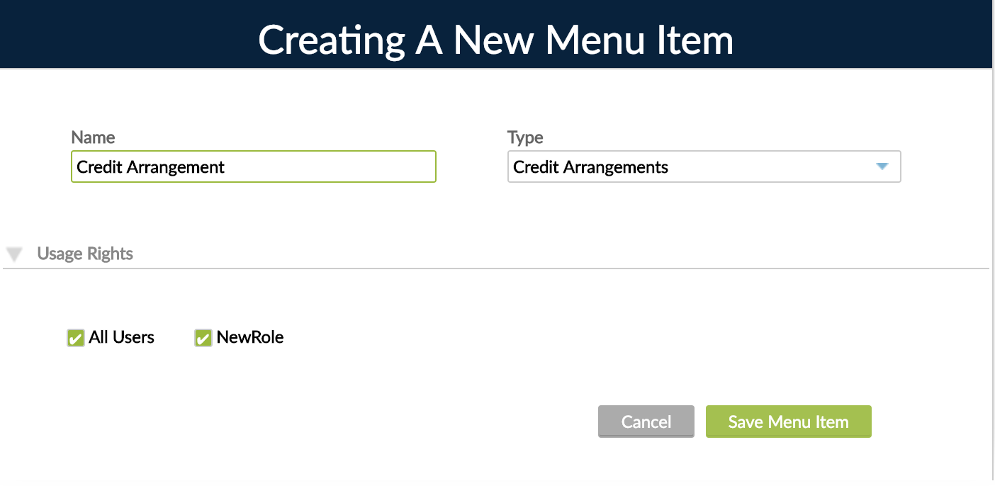 New Menu Item from menu Gear button