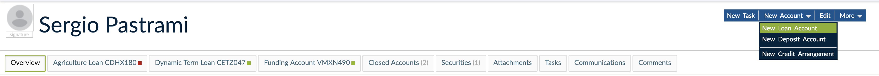 Loan Account creation from Clients' Profile