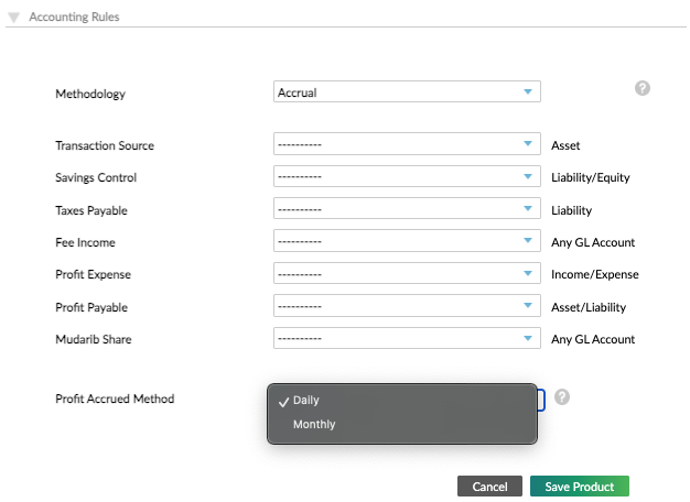 Accruals accounting setup
