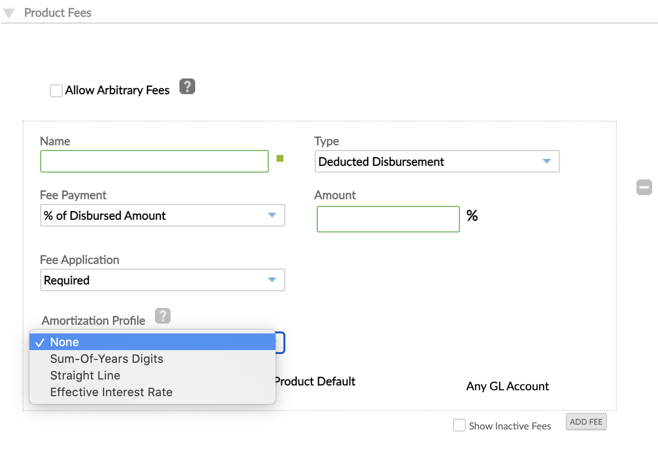 Amortization profile options