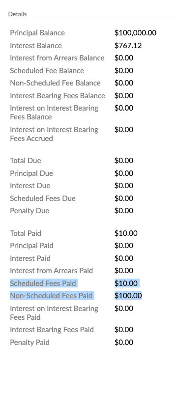 balances after fee repayment