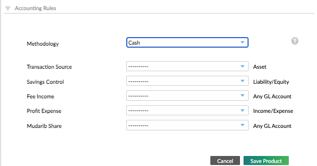 Cash accounting setup