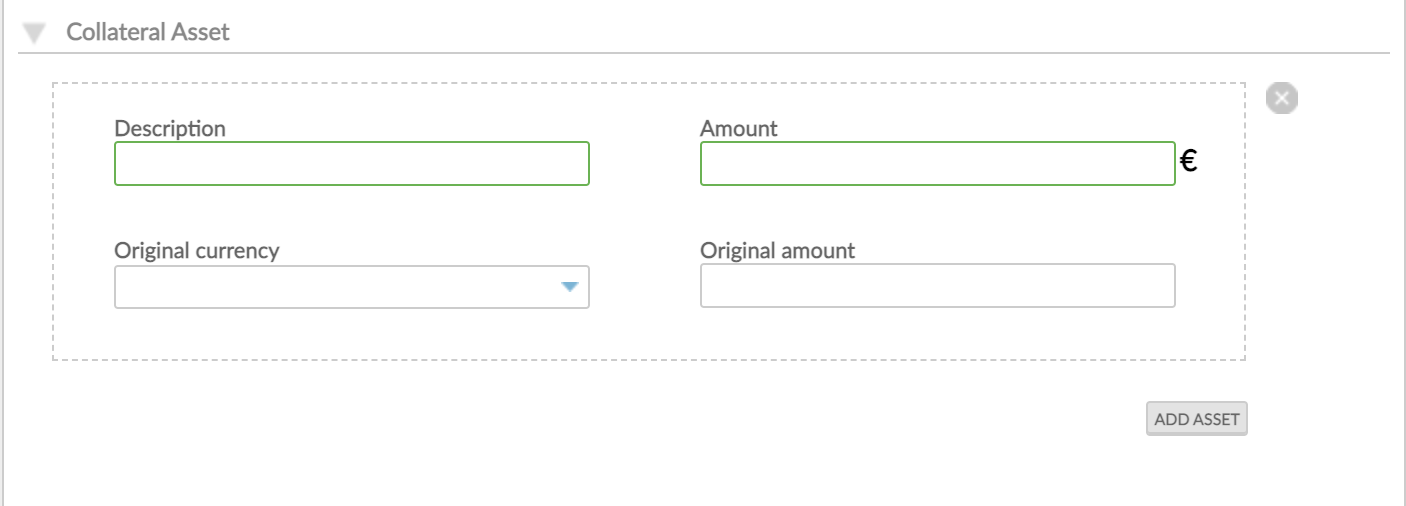 Editing Securities - Collateral asset with Description and Amount as mandatory fields