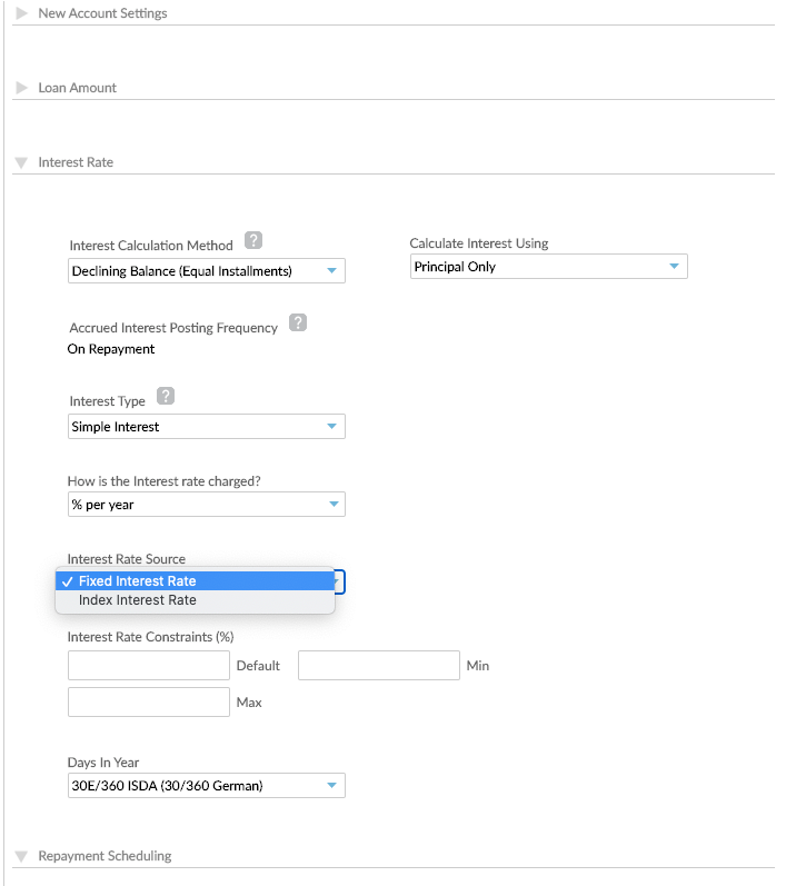 Select the Index Rate Source option