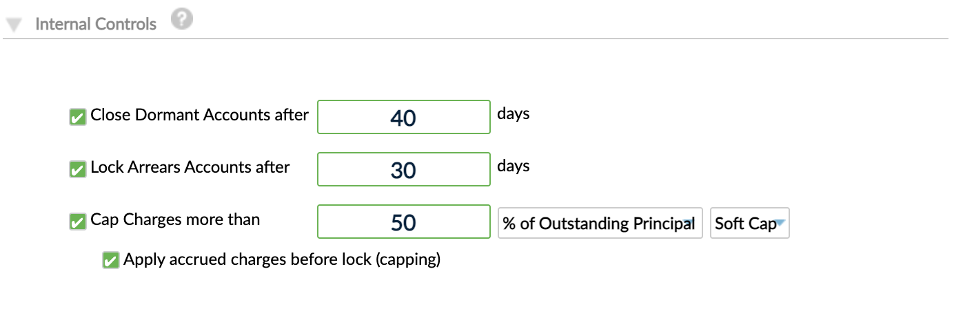 Internal Controls with Close Dormant Accounts, Lock Arrears Accounts and Cap Charges