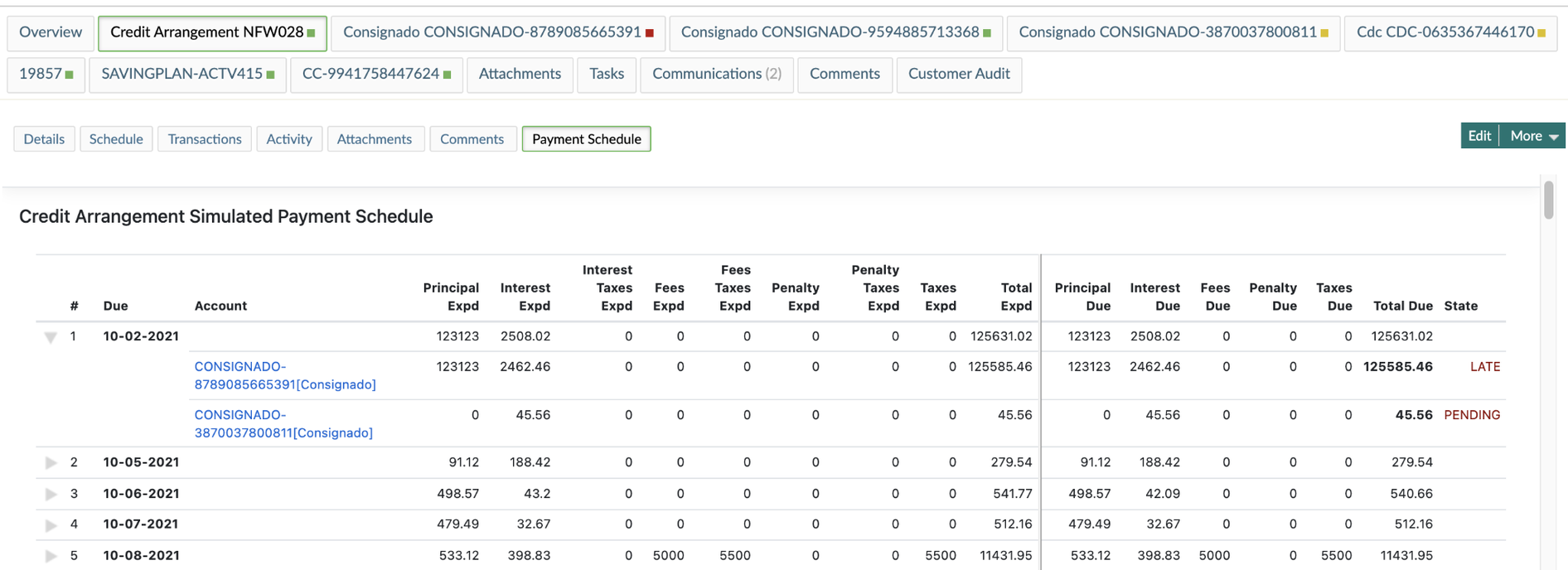 A screen capture of a Mambu App in practice