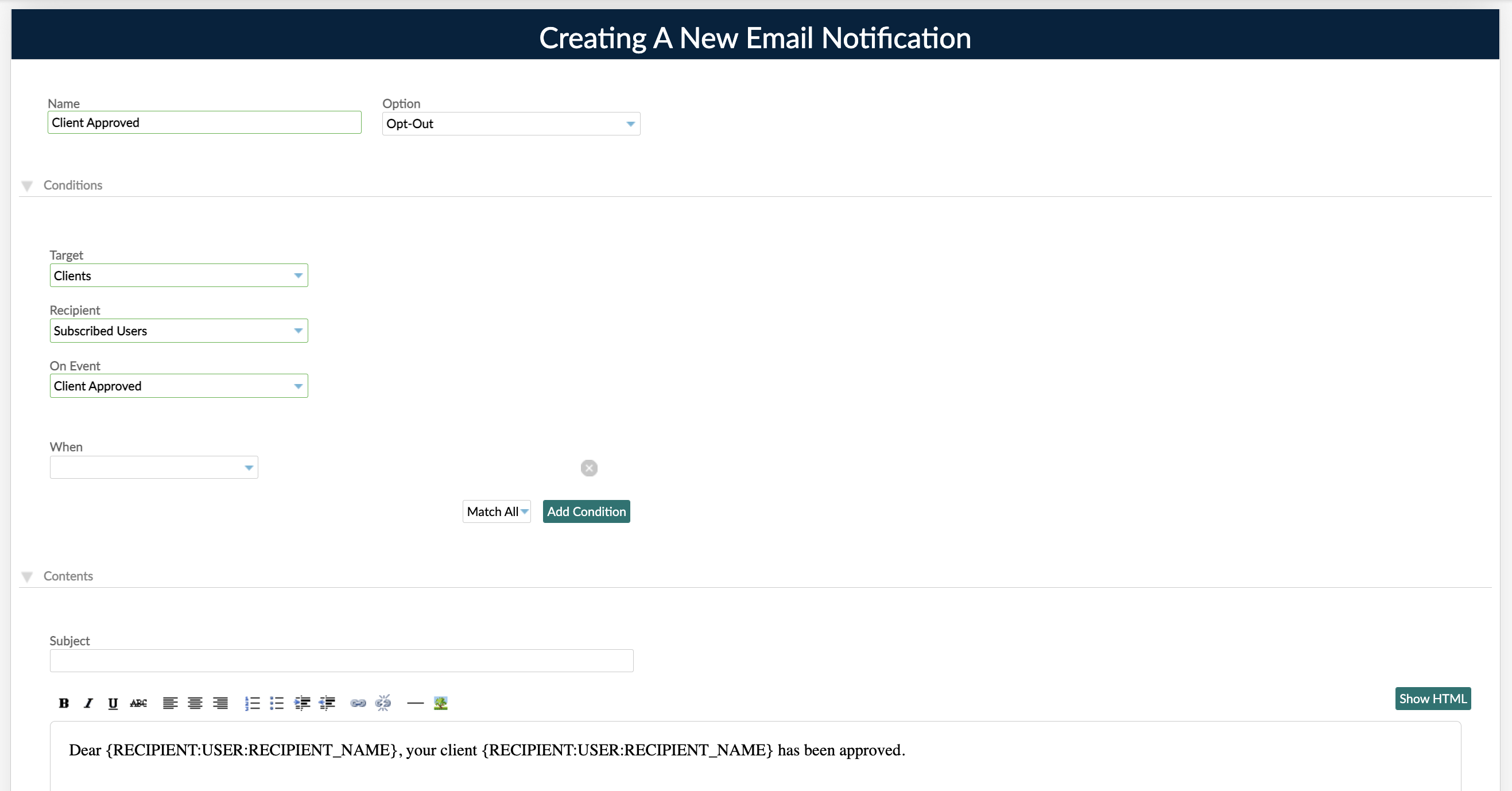 Email notification
