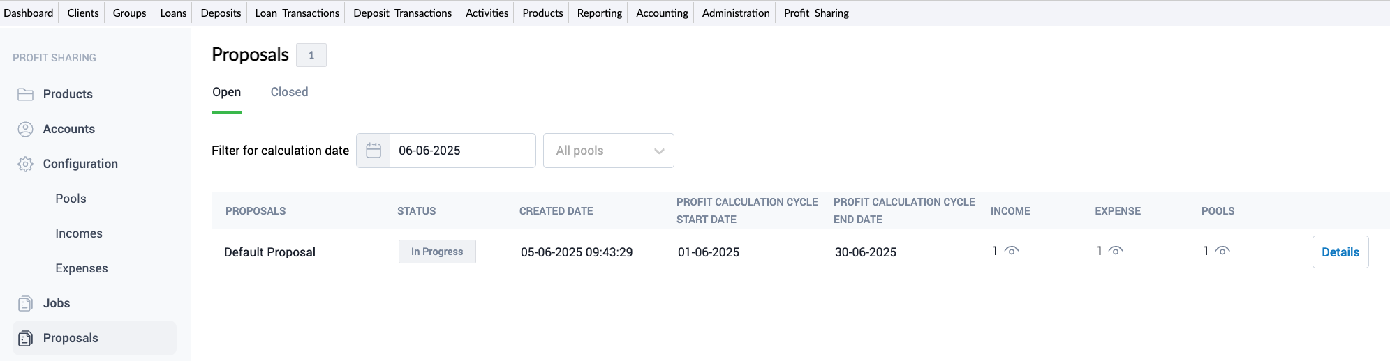 Open and close buttons