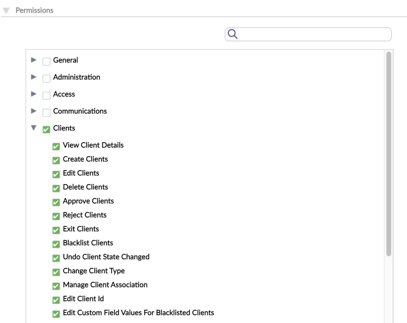 Creating a user form with permissions related to clients selected