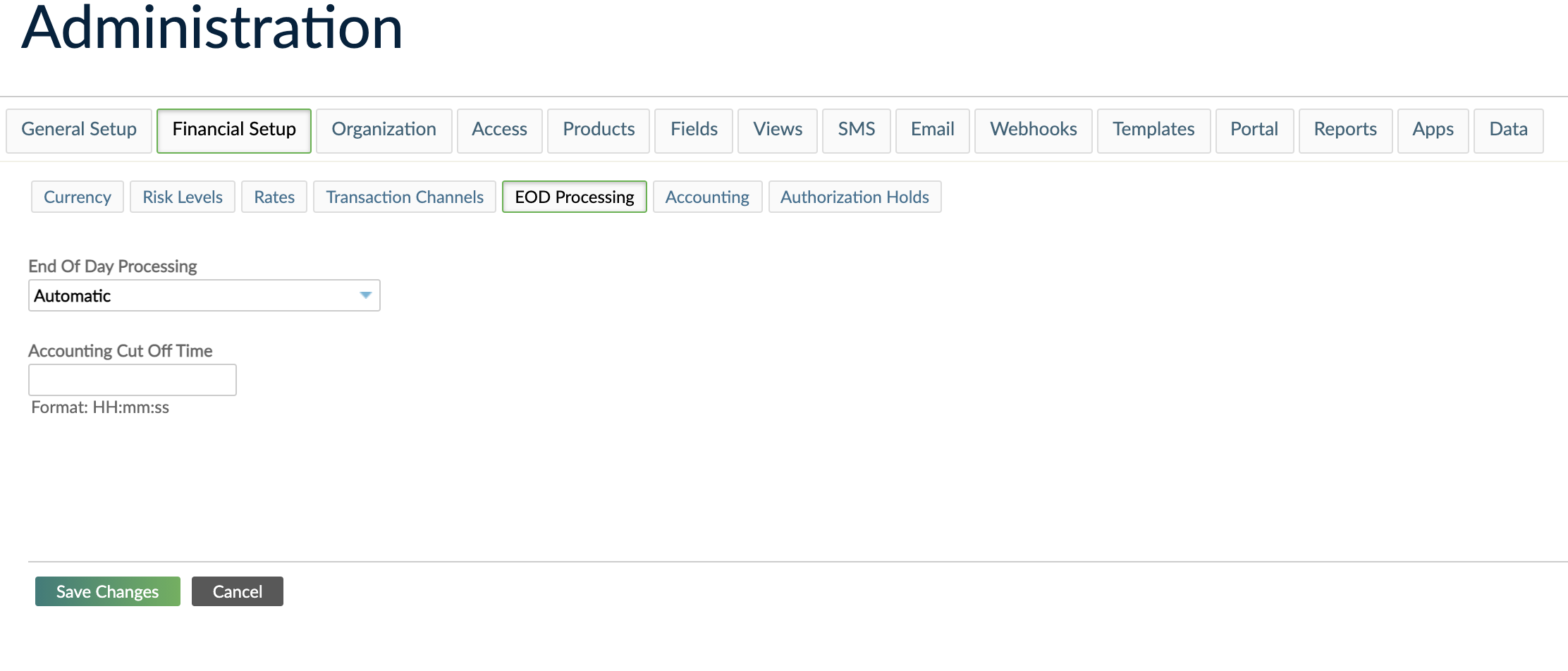 Scheduling Accounting Cutoff Time in Mambu UI