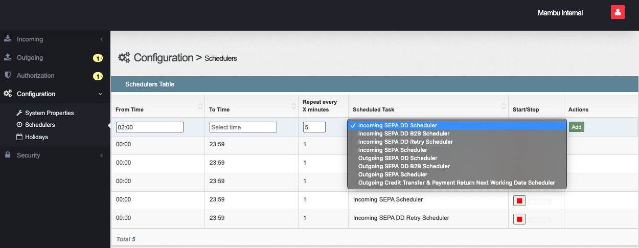 SEPA Direct Debit Schedulers Setup