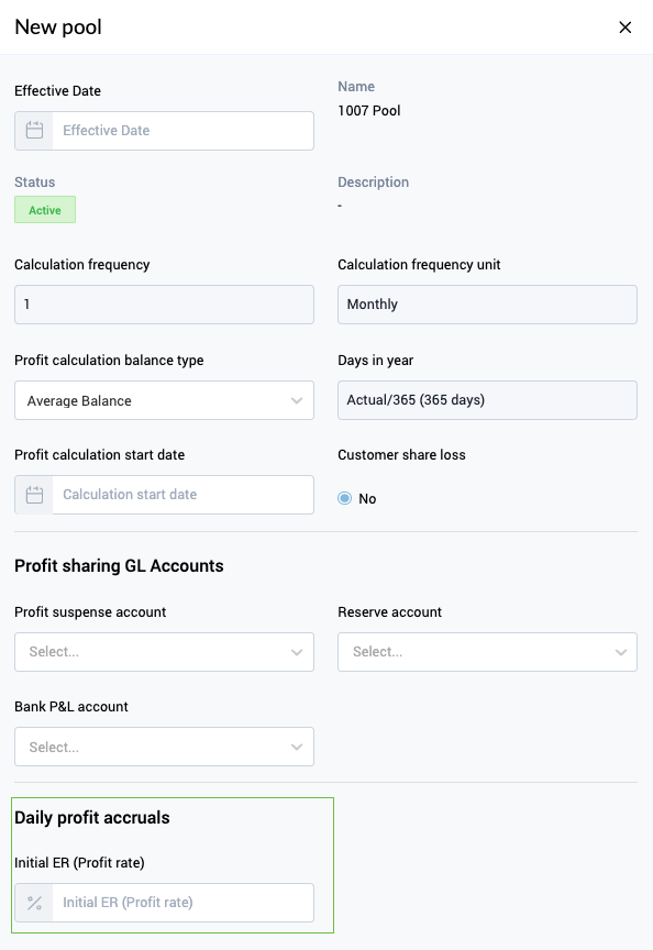 Setting initial profit rate