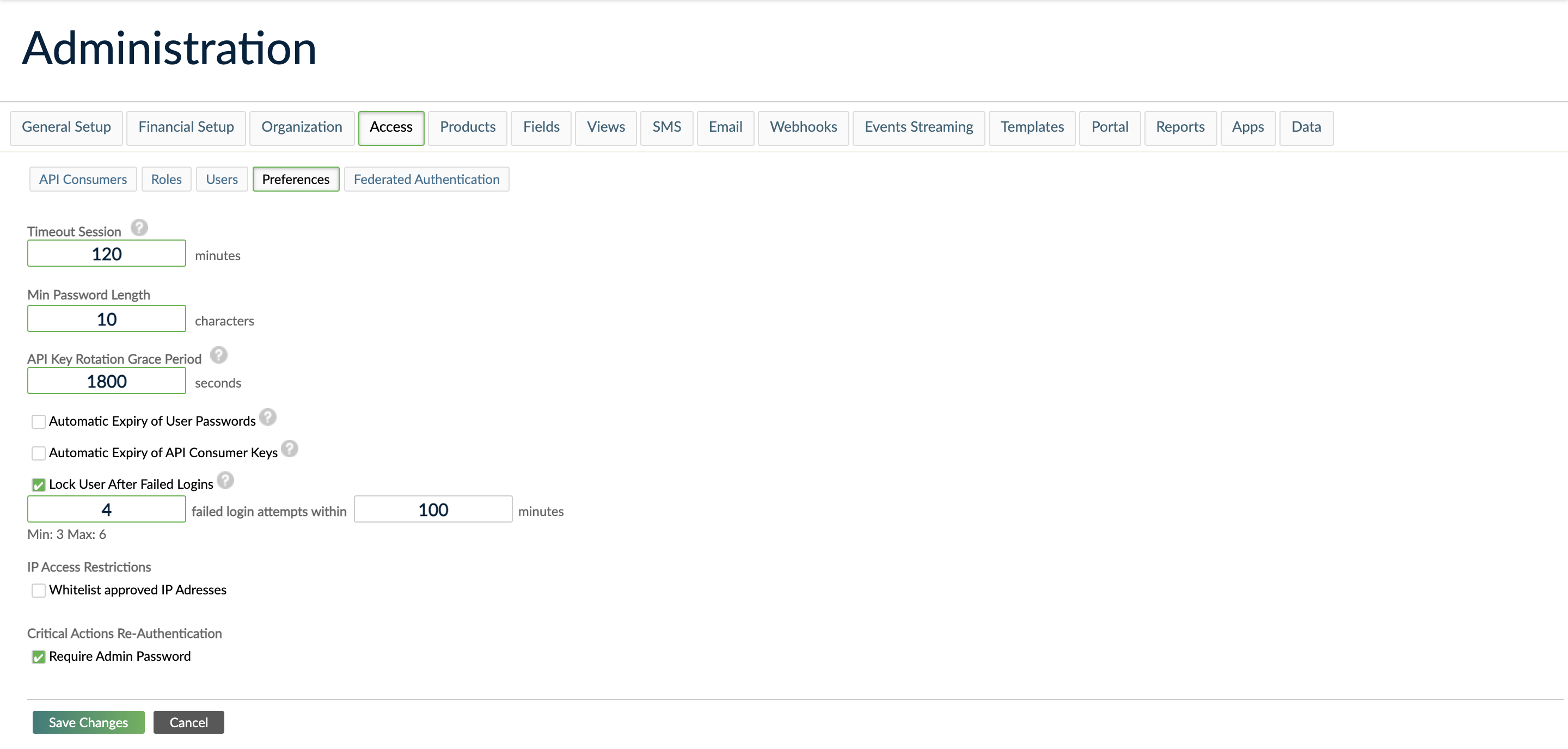 Access Preferences