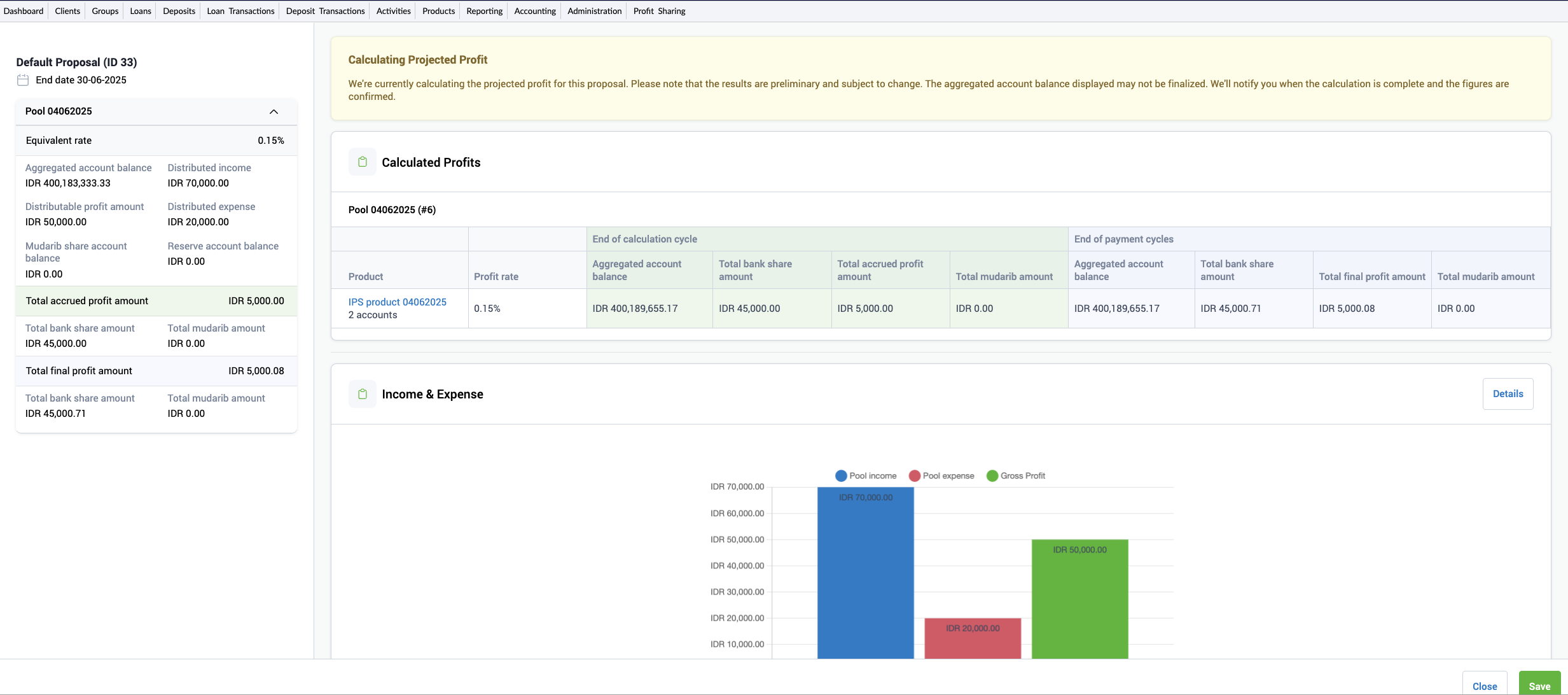proposals screen